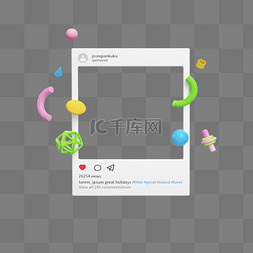 几何相框图片_3D立体ins拍立得几何1边框PNG素材