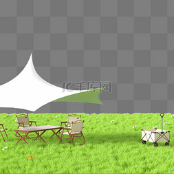 露营桌和椅子图片_3D立体露营装饰元素7
