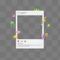 ins相框图片_3D立体ins拍立得几何形状边框免抠