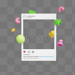 几何相框图片_3D立体ins拍立得几何边框图片
