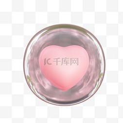 爱心透明图片_3D透明玻璃爱心球情人节素材