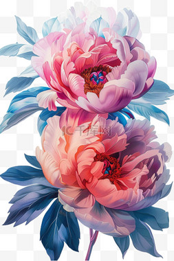 抽象白色花朵图片_免抠元素牡丹花朵插画手绘