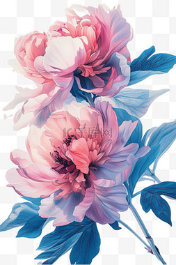 牡丹免抠元素花朵插画手绘
