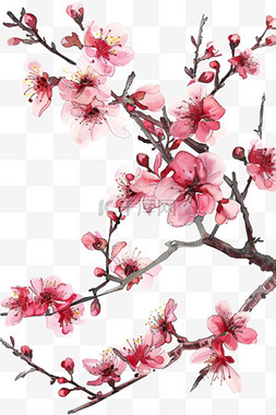 颜色单一图片_手绘盛开樱花免抠元素