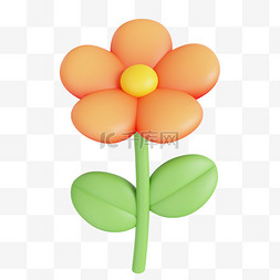 3D立体橘色花朵设计图