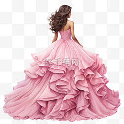 粉色公主裙元素立体免抠图案