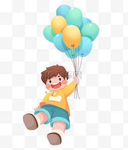 61六一儿童节气球飞翔png图片