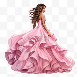 粉色裙图片_粉色公主裙元素立体免抠图案
