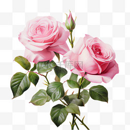 粉色玫瑰写实图片_粉色玫瑰元素立体免抠图案