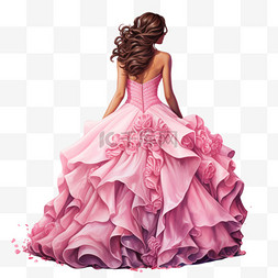 粉色裙图片_粉色公主裙元素立体免抠图案