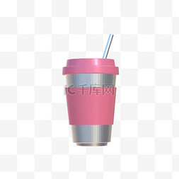 粉色咖啡杯图片_3D立体杯子咖啡样机纸杯饮料杯PNG