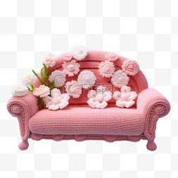 沙发花朵元素立体免抠图案