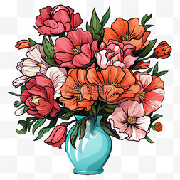 花瓶鲜花元素立体免抠图案
