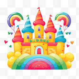 彩虹城堡图片_彩虹城堡元素立体免抠图案