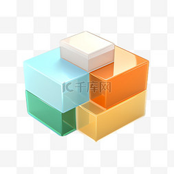 彩色方块元素立体免抠图案
