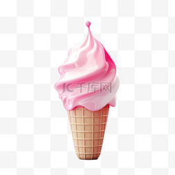 冰淇淋甜筒元素立体免抠图案
