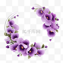 紫罗兰花环元素立体免抠图案