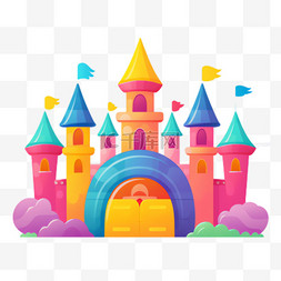 彩虹城堡图片_彩虹城堡元素立体免抠图案
