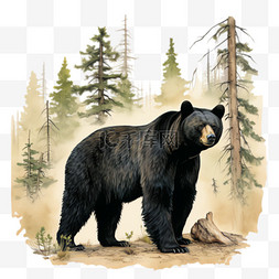 黑熊动物元素立体免抠图案