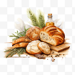 面包麦穗元素立体免抠图案