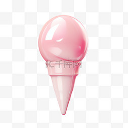 甜筒上的冰淇淋球图片_冰淇淋甜筒元素立体免抠图案