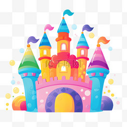彩虹城堡元素立体免抠图案