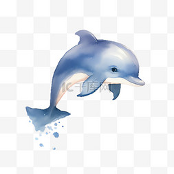 海洋海豚图片_海豚海洋元素立体免抠图案