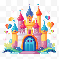 彩虹图案图片_彩虹城堡元素立体免抠图案