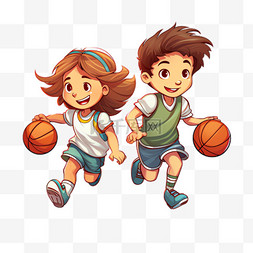 儿童拿放大镜图片_篮球儿童元素立体免抠图案