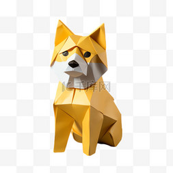 折纸小狗元素立体免抠图案