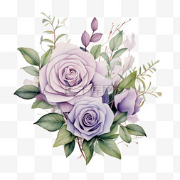 紫色玫瑰元素立体免抠图案