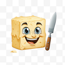 奶酪流下图片_奶酪小刀元素立体免抠图案