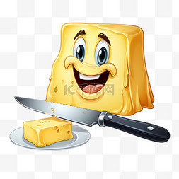 奶酪免抠png图片_奶酪小刀元素立体免抠图案