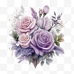 紫色发散光图片_紫色玫瑰元素立体免抠图案