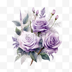 紫色浪漫的树图片_紫色玫瑰元素立体免抠图案