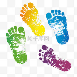 立体脚印图片_彩色脚印元素立体免抠图案