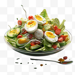 沙拉轻食logo图片_蔬菜沙拉元素立体免抠图案