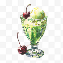 冰淇淋樱桃图片_冰淇淋樱桃元素立体免抠图案