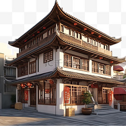 中式房屋元素立体免抠图案