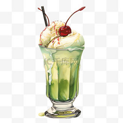 樱桃冰淇淋图案图片_冰淇淋樱桃元素立体免抠图案
