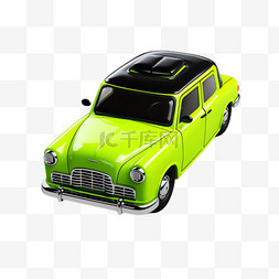 绿色汽车元素立体免抠图案