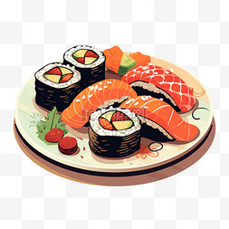 寿司生鱼片元素立体免抠图案
