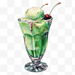 樱桃冰淇淋图案图片_冰淇淋樱桃元素立体免抠图案