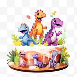 恐龙蛋糕图片_恐龙蛋糕元素立体免抠图案