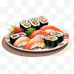 寿司生鱼片元素立体免抠图案