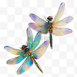 淡色蜻蜓元素立体免抠图案
