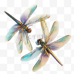 图案淡图片_淡色蜻蜓元素立体免抠图案
