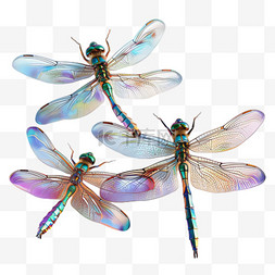 淡色蜻蜓元素立体免抠图案
