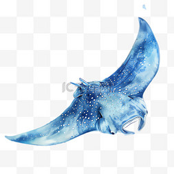 蓝色鳗鱼元素立体免抠图案