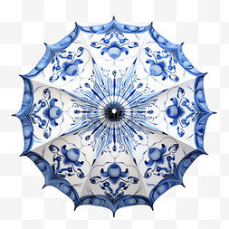 蓝色花伞元素立体免抠图案